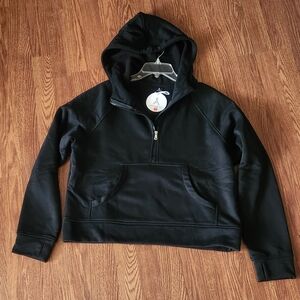 Black Quarter Zipper Women's Hoodie